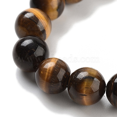 Chakra Round Natural Tiger Eye Beaded Stretch Bracelets(BJEW-K251-05D)-2