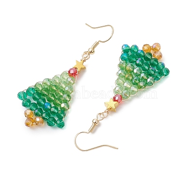 Glass Christmas Tree Dangle Earrings(EJEW-JE06154)-4