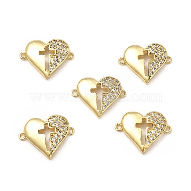 Real 18K Gold Plated Clear Heart Brass+Cubic Zirconia Links