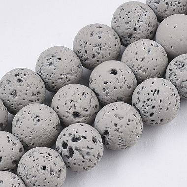 6mm Gray Round Lava Beads