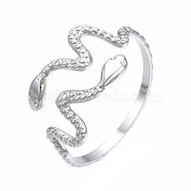 304 Stainless Steel Snake Wrap Open Cuff Ring(RJEW-T023-82P)-3