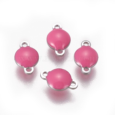 Stainless Steel Color HotPink Flat Round Stainless Steel Links