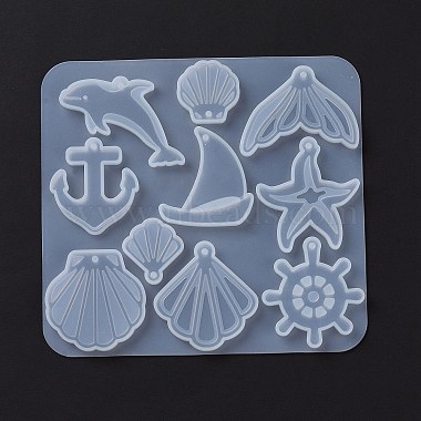 bricolage thème océan pendentifs moules en silicone(DIY-C077-01A)-4