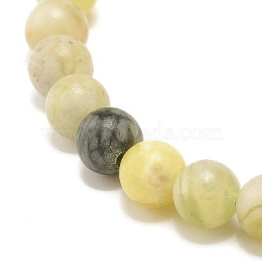 Natural Qinghua Jade Round Beaded Stretch Bracelet(BJEW-JB07554-01)-5
