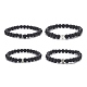 4Pcs 4 Style Heart & Round & Flat Round Alloy & Natural Lava Rock Beaded Stretch Bracelets Set for Women(BJEW-JB09365)-1