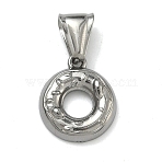 304 Stainless Steel Pendants, Donut Charm, Stainless Steel Color, 17.5x15x3mm, Hole: 4x9mm(STAS-D225-03P)