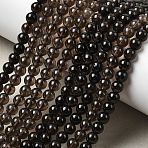 Natural Smoky Quartz Round Beads Strands, Round, 4~4.5mm, Hole: 0.7mm, about 88~89pcs/strand, 14.84~15.12''(37.7~38.4cm)(G-E329-4mm-38)