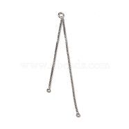 Brass Tassel Box Chain Big Pendants, Platinum, 65x2x1mm, Hole: 2mm & 1~1.2mm(KK-G510-13P)