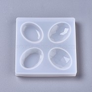 Silicone Molds, Resin Casting Molds, For UV Resin, Epoxy Resin Jewelry Making, Oval, White, 97x97x12.5mm, Oval: 37.5x27mm(DIY-F041-17B)