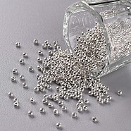 11/0 Grade A Dyed Glass Seed Beads, Round, Silver, 2.3x1.5mm, Hole: 1mm, about 5300pcs/50g(X-SEED-N001-C-0563)