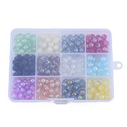 300Pcs 12 Color Electroplate Glass Beads, Round, Mixed Color, 8.5x7.5mm, Hole: 1.8mm, 25Pcs/color(EGLA-T008-029)