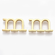 304 Stainless Steel Pendants, Golden, Letter, Letter.M, 12x22x3mm, Hole: 1.8mm(STAS-T041-10G-M)