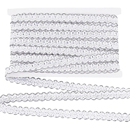 12M Polyester Wavy Ribbon, for Clothing Accessories, White, 5/8 inch(15mm), about 13.12 Yards(12m)/Card(OCOR-WH0080-88A)