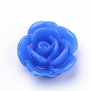 Resin Cabochons, Rose Flower, Blue, 10x5mm, Bottom: 7~8mm(X-CRES-Q197-29C)
