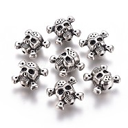 CCB Plastic Beads, Skull, Antique Silver, 23.5x26.5x16.5mm, Hole: 3mm(CCB-F020-07AS)