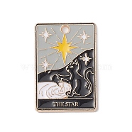 Alloy Pendants, Light Gold, Tarot Charms, The Star, Gray, 28x19x1.5mm, Hole: 2mm(JEWB-D064-01KCG-04)
