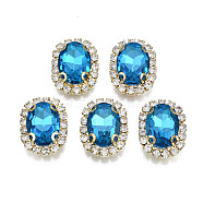 Sew on Rhinestone, Transparent Glass Rhinestone, with Brass Prong Settings, Faceted, Oval, Dodger Blue, 18x14x7mm, Hole: 0.9mm(RGLA-S030-24A-B03)