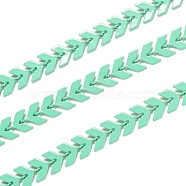 Spray Painted Brass Link Chains, Cobs Chains, Soldered, with Spool, Green, 7x6x2mm, 32.8 Feet(10m)/roll(CHC-M021-02F)