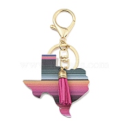 PU Leather Keychain, with Iron Key Ring and Alloy Finding, Colorful, Texas, 10.4cm(KEYC-C007-02A-G)