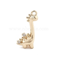 Brass Micro Pave Cubic Zirconia Pendants, Animals Charms, Real 14K Gold Plated, Dragon, 17.5x11x5mm, Hole: 1.2mm(KK-M306-06G-10)