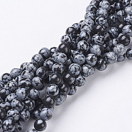 Natural Snowflake Obsidian Beads Strands, Round, 6mm, Hole: about 1mm, 15~16 inch(GSR6mmC009)