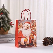 Christmas Paper Santa Claus Printed Tote Bags, Gift Storage Supplies, Rectangle, Red, 15x8x20.6cm(ABAG-P015-04A)