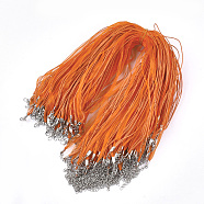Waxed Cord and Organza Ribbon Necklace Making, with Iron Lobster Claw Clasps, Platinum, Dark Orange, 17.6 inch~17.8 inch(45~455cm), 7mm(NCOR-T002-158)