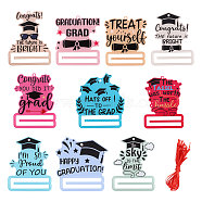 Graduation Theme Single Face Printed Acrylic Big Pendants, Word, Mixed Color, 88~100x72~95x2~6mm, Hole: 4.5mm(OACR-WH0038-06)