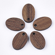 Walnut Wood Pendants, Oval, Saddle Brown, 15.5x10.5x2.5~3mm, Hole: 1.8mm(WOOD-S054-35)