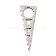 201 Stainless Steel Pendants, Triangle Charms, Stainless Steel Color, 22x8x1mm, Hole: 5mm(STAS-A066-19P)