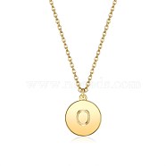 Brass Initial Pendant Necklace, with Cable Chains, Flat Round, Letter O, Golden, 16.1 inch(41cm)(NJEW-BB35341-O)