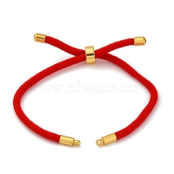 Adjustable Nylon Twisted Cord Bracelet Making, with Brass Slider Beads, Golden, Red, 8.66~9.06 inch(22~23cm)(MAK-L039-01G)