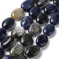 Natural Sodalite Beads Strands, Flat Oval, 17.5~18x12.5~13x6mm, Hole: 1.2mm, about 22pcs/strand, 15.55''(39.5cm)(G-L164-A-20)