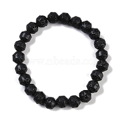 Natural Lava Rock Beaded Stretch Bracelets for Men Women, Bicone, Inner Diameter: 2-1/8 inch(5.4cm), Bead: 9x9mm(BJEW-G727-01D)