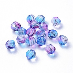 Transparent Glass Beads, with Glitter Powder, Pumpkin, Medium Purple, 8.5x8mm, Hole: 1.2mm(X-GLAA-L027-K14)