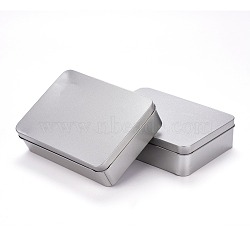 (Defective Closeout Sale), Rectangular Empty Tinplate Boxes, with Slip-on Lids, Mini Portable Box Containers, Matte Silver Color, 6x4-3/8x1-5/8 inch(15.3x11.2x4cm), Inner Size: 14.5x10.6cm(CON-XCP0001-05MS)