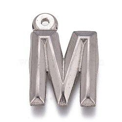 Tarnish Resistant 304 Stainless Steel Pendants, Alphabet, Letter.M, 16x11x2mm, Hole: 1mm(STAS-H119-01P-M)