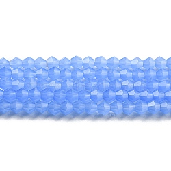 Imitation Jade Glass Beads Strands, Faceted, Bicone, Dodger Blue, 4x4mm, Hole: 0.8mm, about 82~85pcs/strand, 12.01~12.2 inch(30.5~31cm)(EGLA-A039-J4mm-D04)