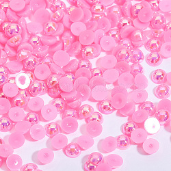 ABS Plastic Imitation Pearl Cabochons, Nail Art Decoration Accessories, Half Round, Hot Pink, 4x2mm, about 10000pcs/bag(MRMJ-T020-4mm-01)