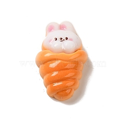 Opaque Resin Imitation Food Decoden Cabochons, Bunny Bread, Orange, 23x17x9mm(CRES-A058-01F)