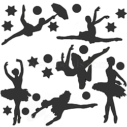 Mirror Acrylic Self Adhesive Wall Decorative, Ballet Girl, Black, 200x150x0.8mm, 3pcs/set(AJEW-WH0518-24C)