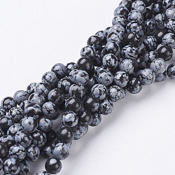 Natural Snowflake Obsidian Beads Strands, Round, 6mm, Hole: 0.8mm, about 60pcs/strand, 15~16 inch(GSR6mmC009)