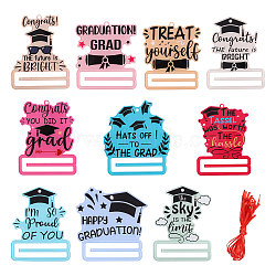 Graduation Theme Single Face Printed Acrylic Big Pendants, Word, Mixed Color, 88~100x72~95x2~6mm, Hole: 4.5mm(OACR-WH0038-06)