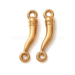304 Stainless Steel Connector Charms, Hot Pepper Links, Ion Plating(IP), Long-Lasting Plated, Real 18K Gold Plated, 14x3x2.5mm, Hole: 1mm(STAS-N124-62G)