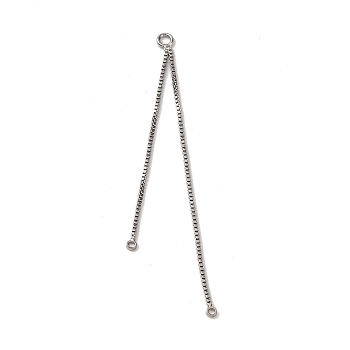 Brass Tassel Box Chain Big Pendants, Platinum, 65x2x1mm, Hole: 2mm & 1~1.2mm