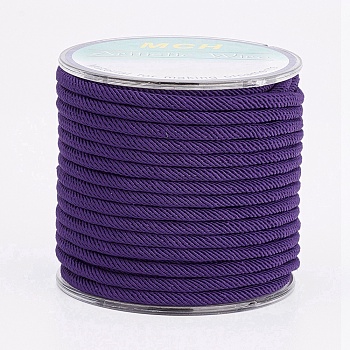 Round Polyester Cords, Milan Cords/Twisted Cords, with Random Spools, Indigo, 2.5mm, about 10.93 yards(10m)/roll