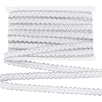 12M Polyester Wavy Ribbon, for Clothing Accessories, White, 5/8 inch(15mm), about 13.12 Yards(12m)/Card