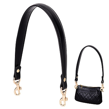 Leather Bag Straps, with Alloy Swivel Clasps, Black, 50.5x1.5~2.7cm