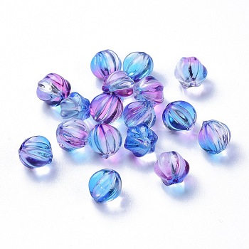Transparent Glass Beads, with Glitter Powder, Pumpkin, Medium Purple, 8.5x8mm, Hole: 1.2mm