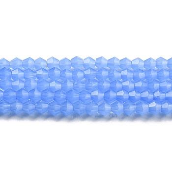 Imitation Jade Glass Beads Strands, Faceted, Bicone, Dodger Blue, 4x4mm, Hole: 0.8mm, about 82~85pcs/strand, 12.01~12.2 inch(30.5~31cm)